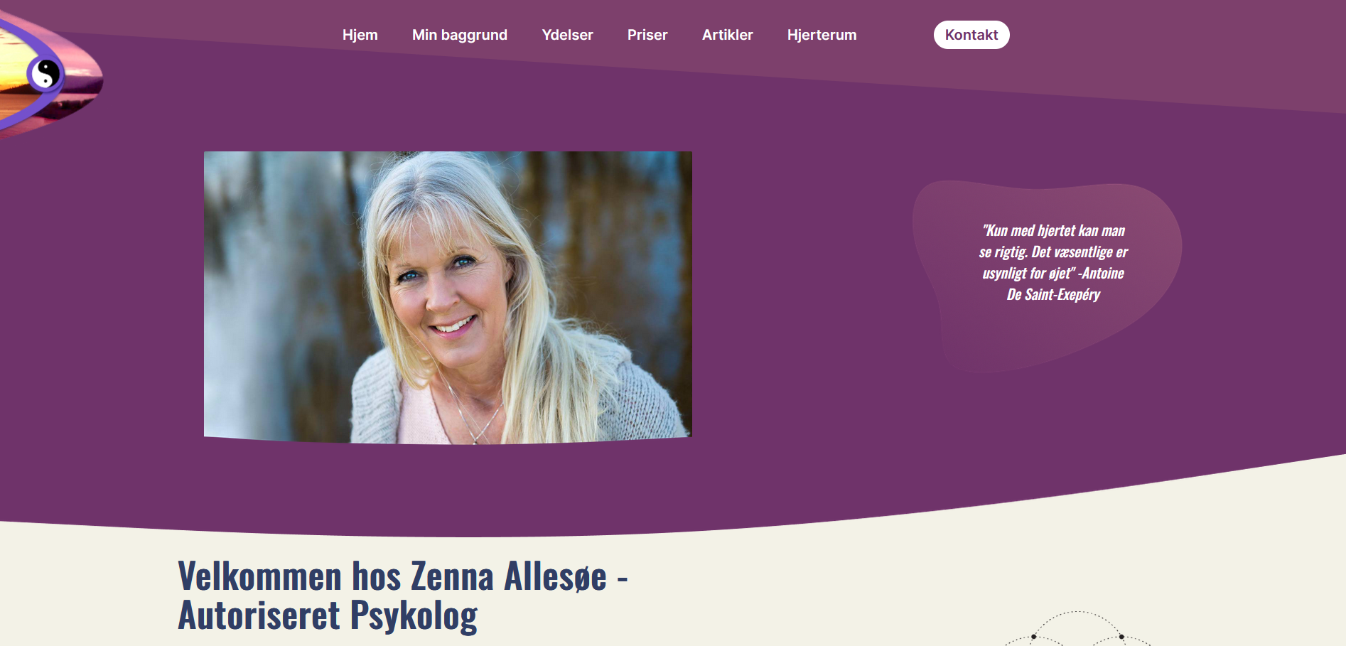 Zenna Allesøe - Autoriseret Psykolog projekt screenshot
